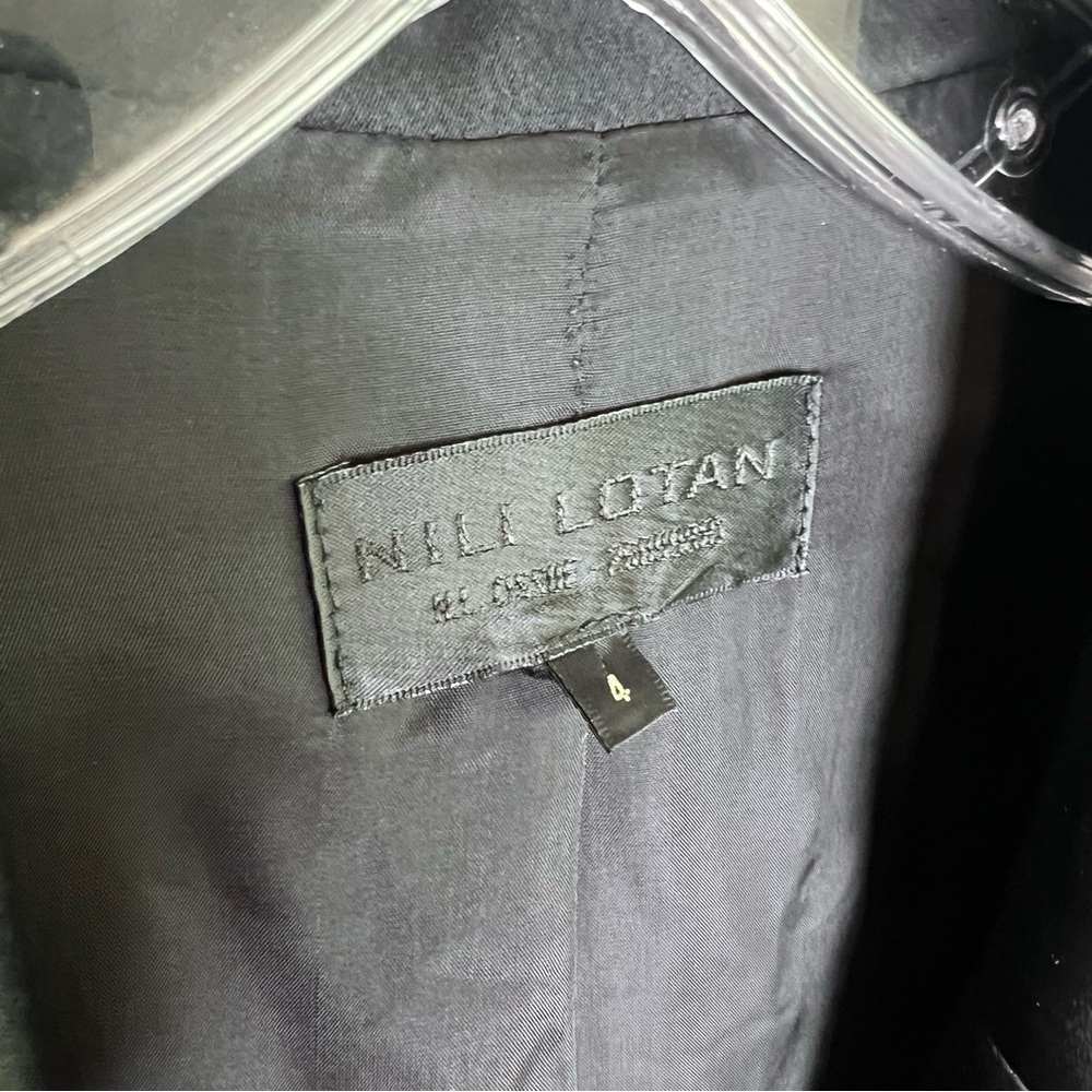 Nili Lotan Tuxedo Blazer Single Button Satin in Black Sz 4 - Picture 4 of 7